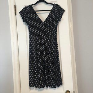 Kaileigh Wrap Front Print Dress - Navy, Sz S